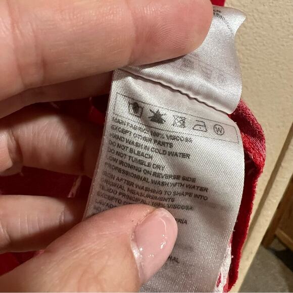 Ba&sh red white floral ruffle button up long sleeve top - Picture 9 of 11